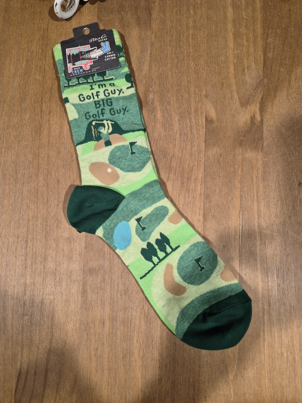 Blue Q Green Golf Course Novelty Crew Socks